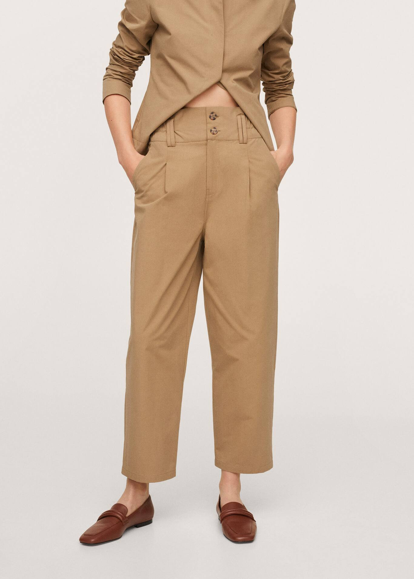Pleat detail cotton trousers | MANGO (US)