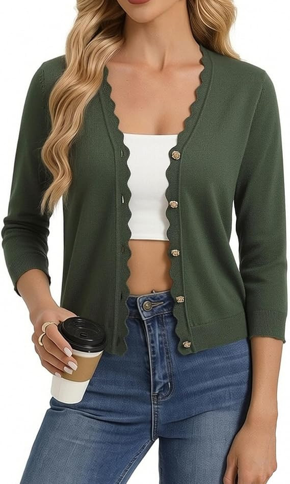 GRACE KARIN Women's 3/4 Sleeve V Neck Button Down Lightweight Cardigan Sweater Open Front Dressy ... | Amazon (US)