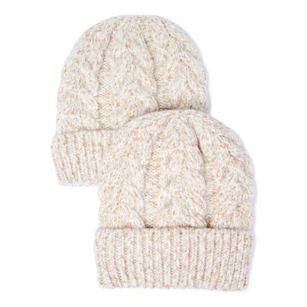 Time and Tru Women's Cable Knit Beanie Set, 2- Piece - Walmart.com | Walmart (US)