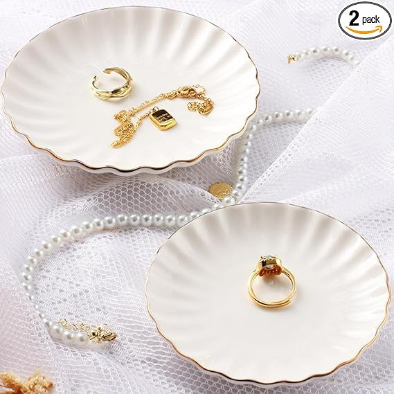2 Set Ring Dish, Small Jewelry Dish Jewelry Tray, Ceramic Trinket Dish Trinket Tray for Women, Je... | Amazon (US)