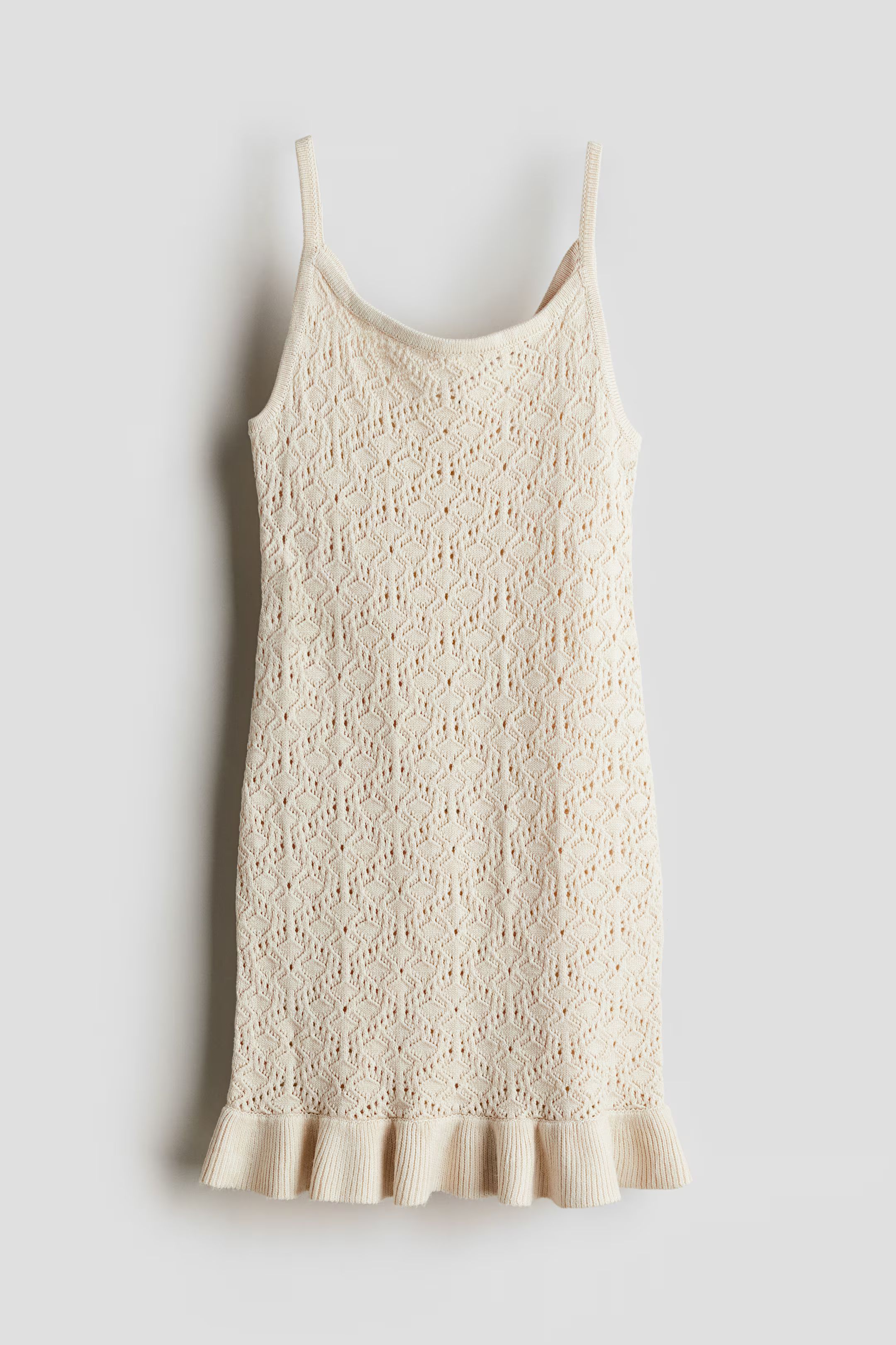 Jacquard-knit strappy dress - Low-cut Neckline - Sleeveless - Beige - Kids | H&M US | H&M (US + CA)