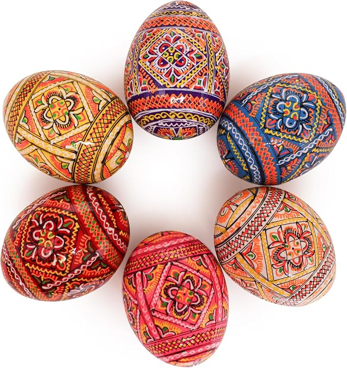 SHSH trade group Easter Eggs Decor 2,5’’ Pysanky Eggs Lot 6 Hand Painted Wooden Ukrainian Eas... | Amazon (US)