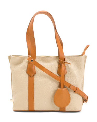 Made In Italy Leather Triple Compartment Satchel | TJ Maxx