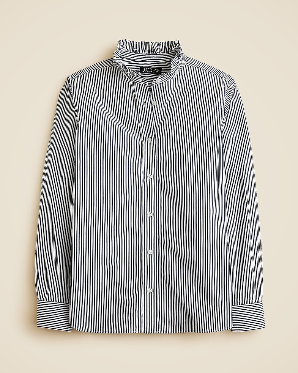 Jules ruffle-collar shirt in striped cotton poplin | J. Crew US