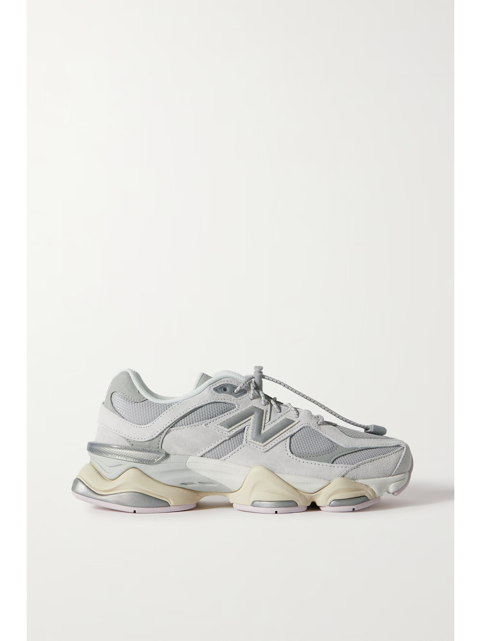 9060 rubber and leather-trimmed suede and mesh sneakers | NET-A-PORTER (US)