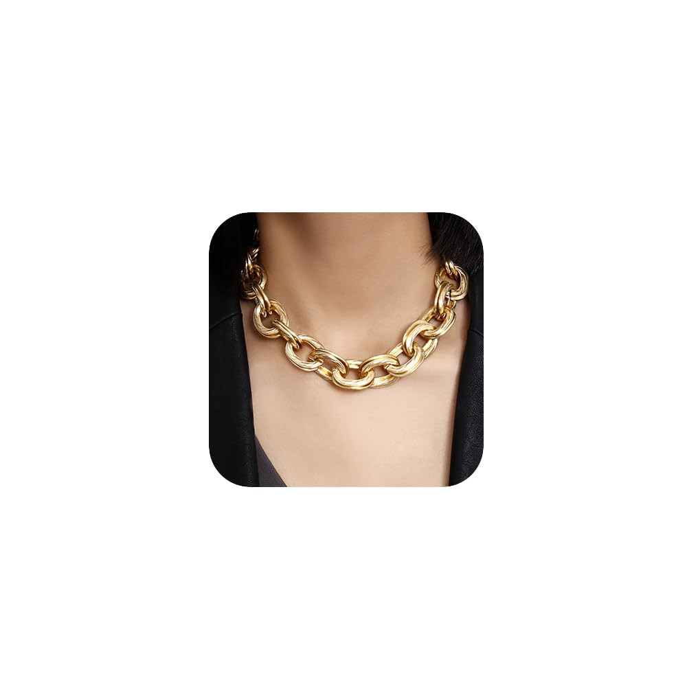 Women Punk Gold Dainty Simple Choker Necklaces Handmade Beads Fashion Chunky Bar Adjustable Gold ... | Amazon (US)