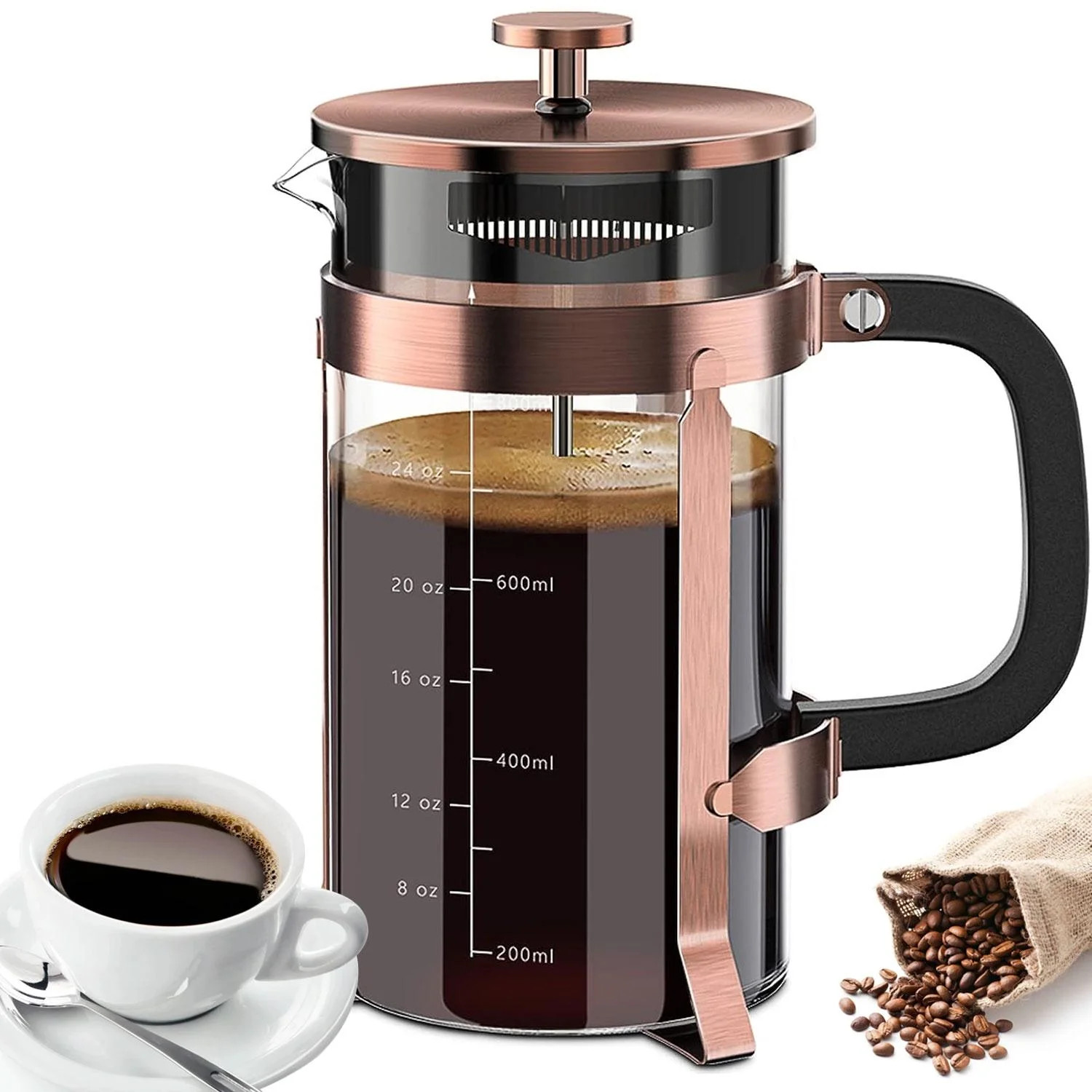 HadinEEon French Press Coffee Maker, 34oz Stainless Steel French Press with 4 Filter, Copper | Walmart (US)