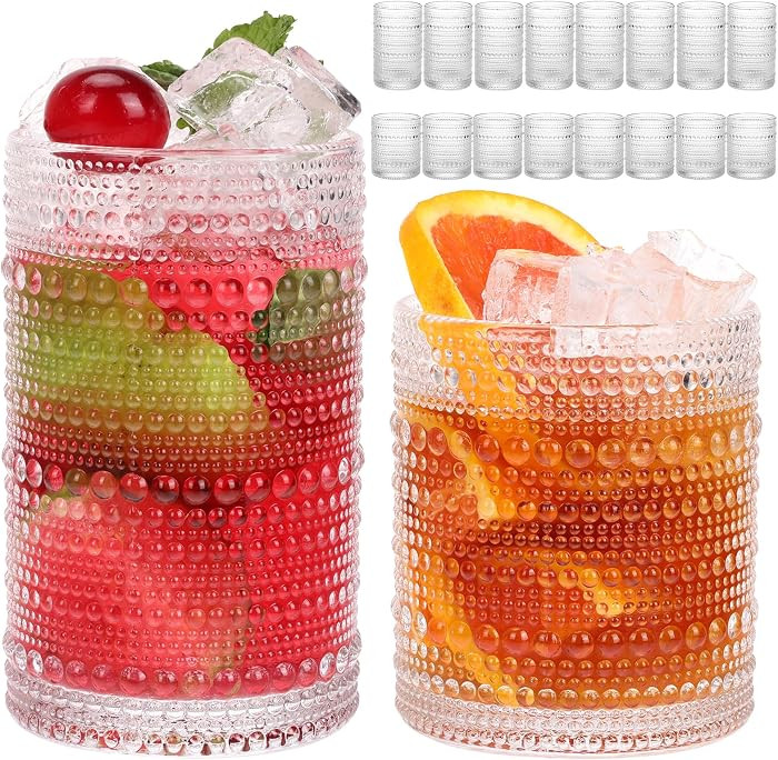 Moretoes Hobnail Drinking Glasses Set of 16, Vintage Water Glass Cups | Amazon (US)