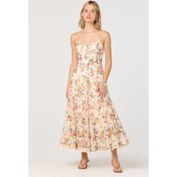 ASTR the Label | Lianna Floral Scalloped Trim Tiered Maxi Dress in Pink multi floral | Size L | ASTR The Label (US)