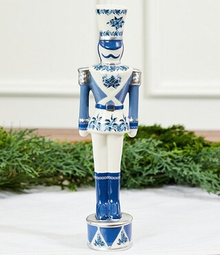 Meet Me Under The Mistletoe Collection Blue and White Chinoiserie Ceramic Nutcracker | Dillard's