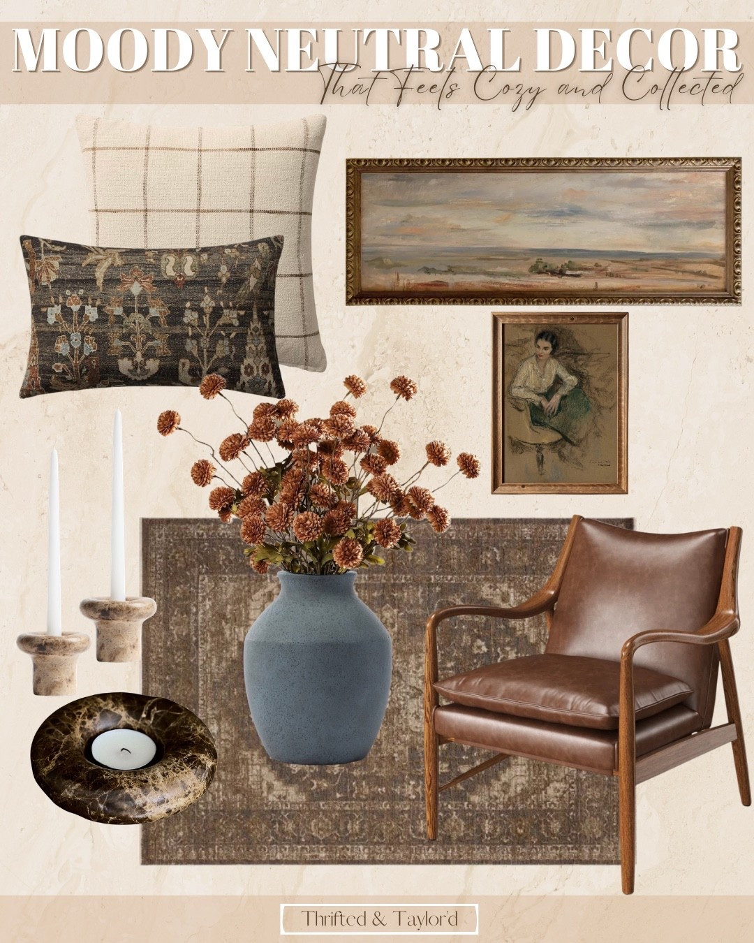 There’s just something about moody neutrals that makes a home feel instantly cozy and collected 🤍

I’ve been leaning into warm browns, soft creams, and those perfectly imperfect vintage-inspired pieces that tell a story. This little mix feels like curling up with a blanket on a slow morning — layered, lived-in, and so inviting.

I love pairing a classic plaid pillow with a more detailed, earthy print for that effortless “collected over time” look. Add in warm wood tones, aged artwork, and a few natural elements (these dried florals are my forever favorite), and you’ve got a space that feels grounded and full of character.

If you’re craving that cozy, heritage-inspired vibe, start with a neutral base and layer in texture, patina, and pieces you truly love 🤎

#LTKHome