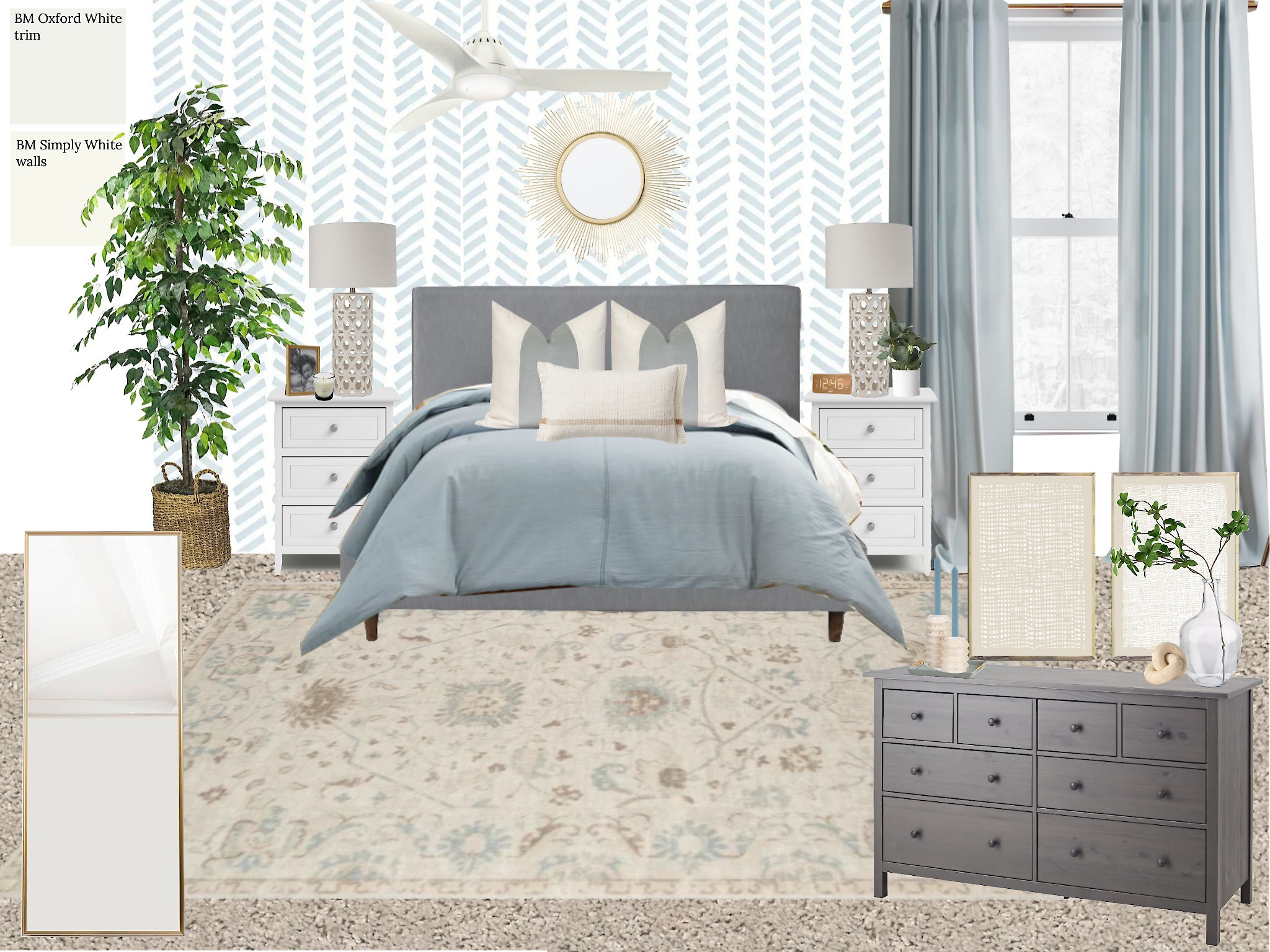 Blue and white coastal guest room design 

#LTKhome