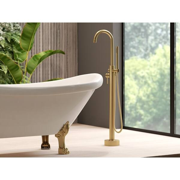 Neptune Single Handle Floor Mounted Gooseneck Freestanding Tub Filler - On Sale - Overstock - 310... | Bed Bath & Beyond