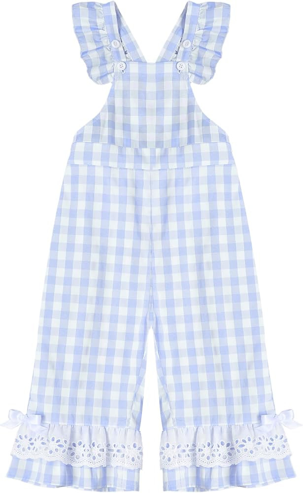 Toddler Baby Girl Bell Bottoms Romper Gingham Suspender Strap Flare Pants One Piece Jumpsuit Over... | Amazon (US)