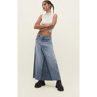 Stradivarius Long Denim Skirt With Slit Medium Light Blue Denim 12 | Stradivarius (UK)
