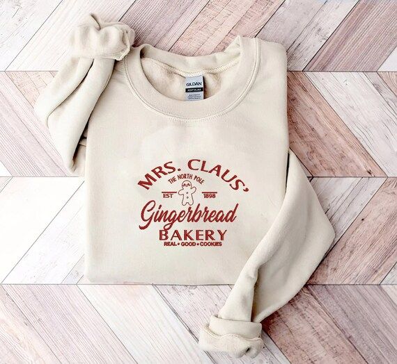 Santa Claus Gingerbread Bakery Embroidered Sweatshirt - Etsy | Etsy (US)
