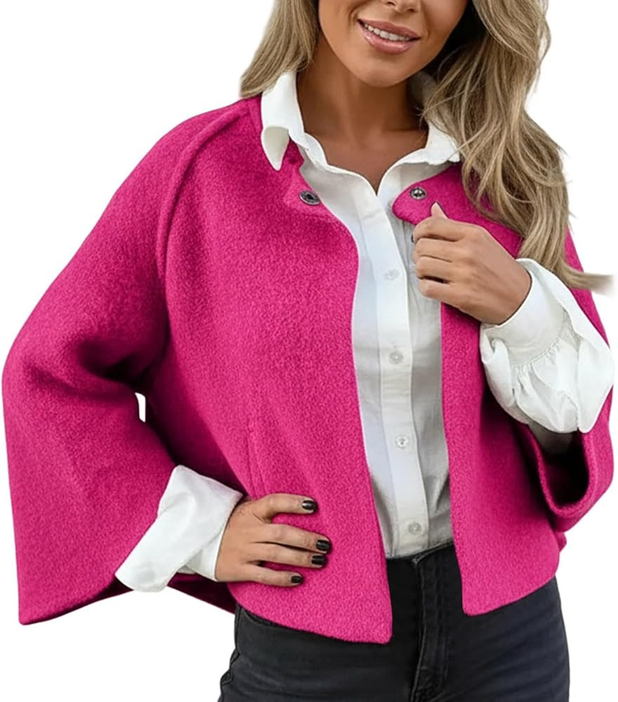 Generisch Winter Cardigan Kurzer Mantel Weiche Reine Wolle Langarm Oberbekleidung Gemütliche Str... | Amazon (DE)