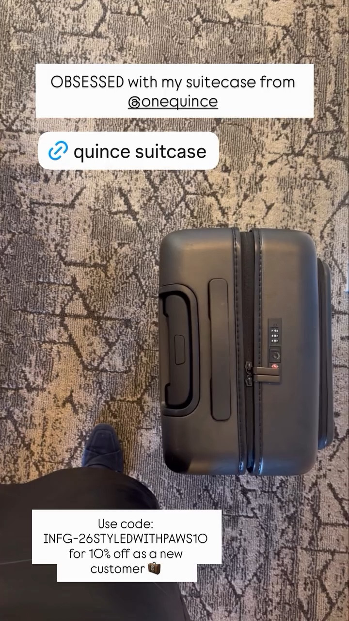 OBSESSED with my suitecase from @onequince  Use code: INFG-26STYLEDWITHPAWS10 for 10% off as a new customer 🧳