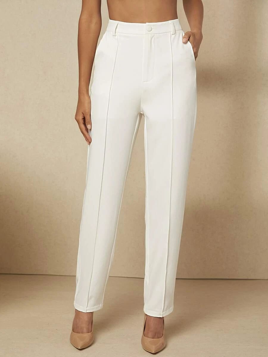 SHEIN BIZwear Seam Front Solid Suit Pants SKU: sw2206105605050026(100 Reviews)$24.00Make 4 paymen... | SHEIN