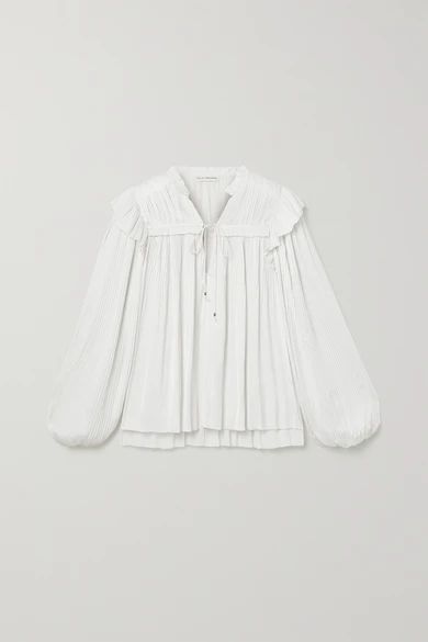 Emilda ruffled pleated satin blouse | NET-A-PORTER (US)