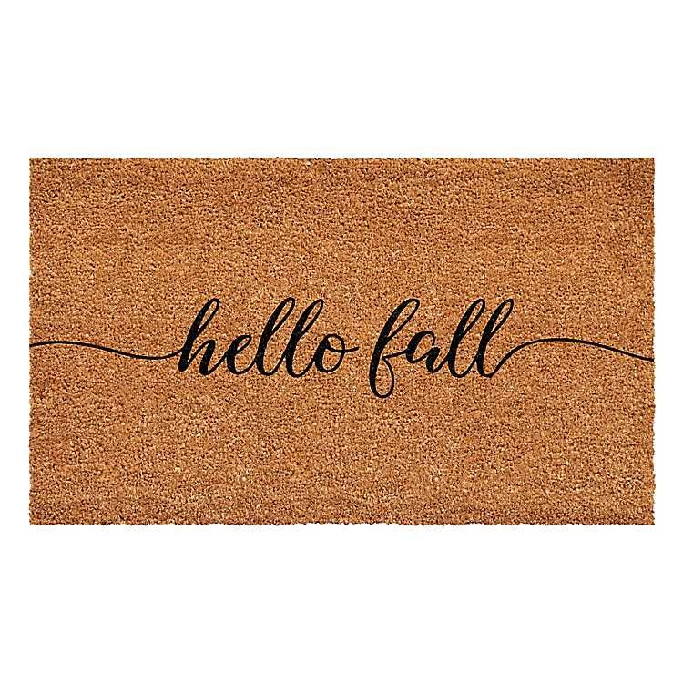 New! Cursive Hello Fall Coir Doormat, 17x29 | Kirkland's Home
