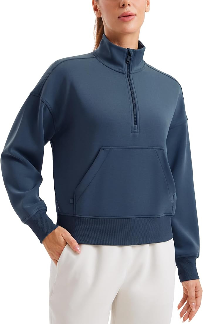 CRZ YOGA SoftAura Half Zip Sweatshirt for Women Long Sleeve Pullover Tops Workout Casual Funnel N... | Amazon (US)