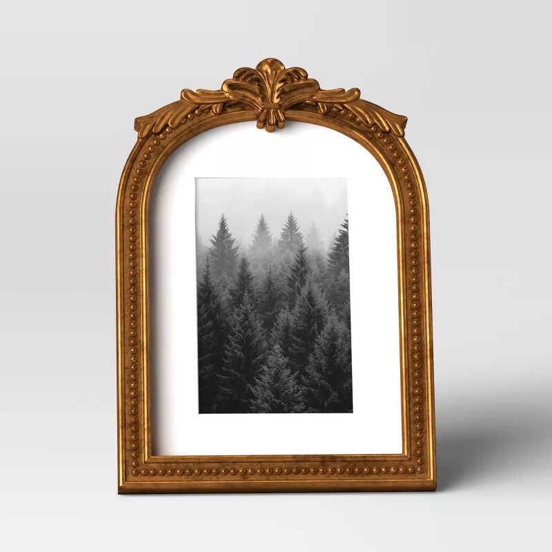 5"x7" Matted to 4"x6" Ornate Arch Table Frame Antique Brass - Threshold™ | Target