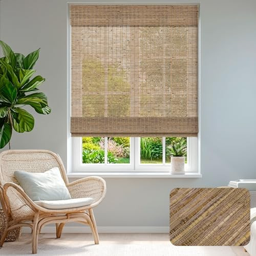 BERISSA Roman Shades for Windows Light Filtering, Natural Jute Woven Roman Blinds Customized Roma... | Amazon (US)