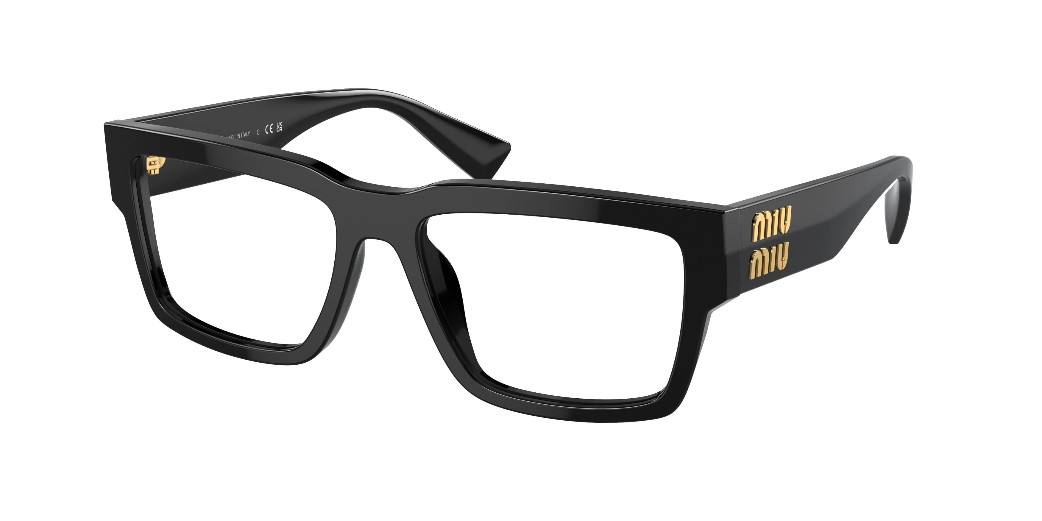 Miu Miu 02XV Eyeglasses 1AB1O1 - Black Women Rectangle | Designer Optics