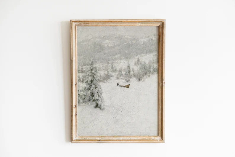 Winter Landscape Wall Art Vintage Antique Winter Farmhouse - Etsy | Etsy (US)