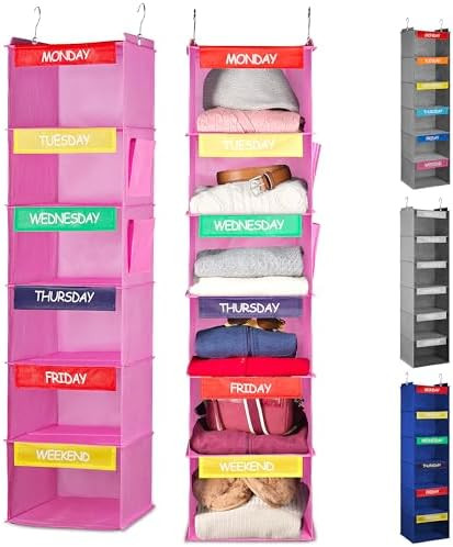 Handy Laundry Weekly Clothes Organizer for Kids, 6-Shelf Bamboo Reinforced | Days of the Week Han... | Amazon (US)