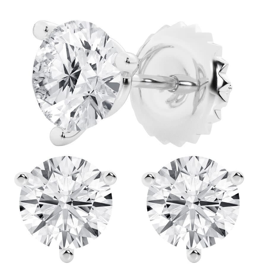 Brilliant Diamond 4 Carat Round Cut Lab Grown Diamond Stud Earrings in Platinum, G-H Color, VS Clarity, Gift Box Included | Jomashop.com & JomaDeals.com
