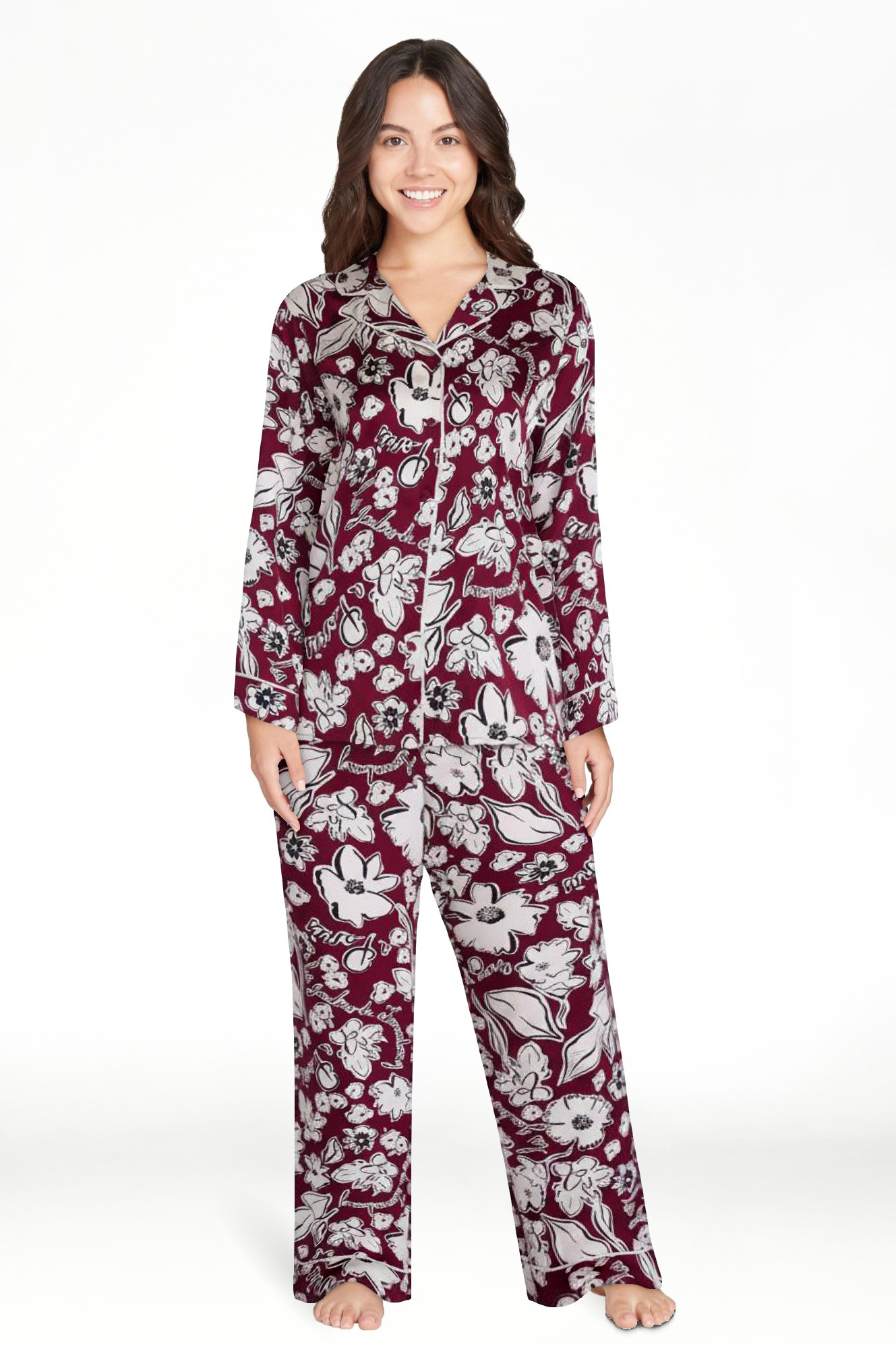Joyspun Women\u2019s Stretch Satin Sleep Top and Pants, 2-Piece Set, Sizes XS to 3X | Walmart (US)