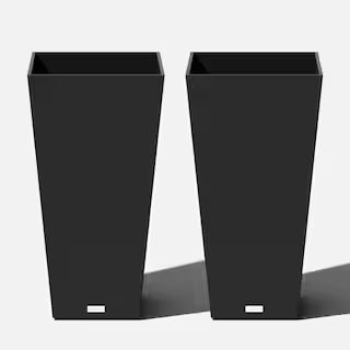 Veradek Midland 30 in. Black Plastic Tall Square Planter (2-Pack)-MV32B-2PK - The Home Depot | The Home Depot