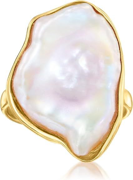 Ross-Simons 20x16mm Cultured Keshi Pearl Ring in 18kt Gold Over Sterling | Amazon (US)