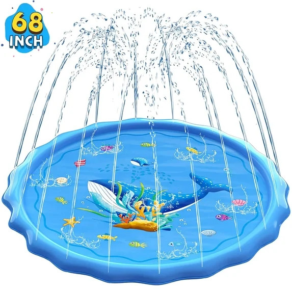 Meromore 68" Splash Pad for Kids and Adults Outdoor Lawn Games Water Play Toy Mat, Blue | Walmart (US)