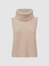 Reiss Neutral Kasha Wool-Cashmere Sleeveless Removable Roll Neck Vest | Reiss UK