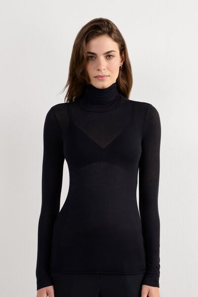 Intimissimi Modal Cashmere Ultralight High-Neck Top Woman Black Size M | Intimissimi (US)