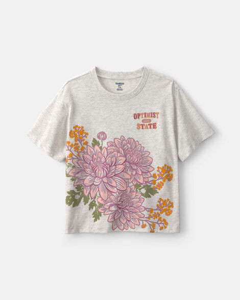Girls 'Optimist State' Floral Graphic Tee - Grey - OshKosh B'gosh | Carter's | Carter's Inc
