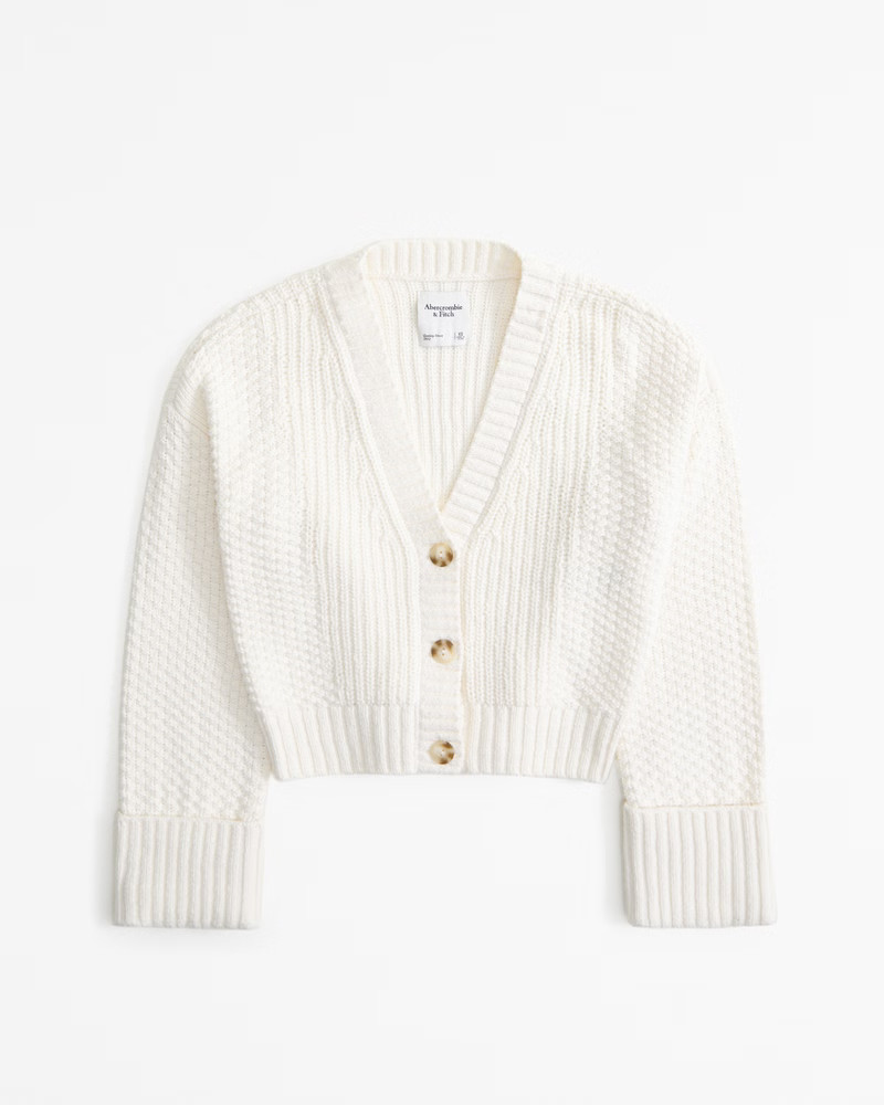 Cotton-Blend Seed Stitch Cardigan | Abercrombie & Fitch (US)