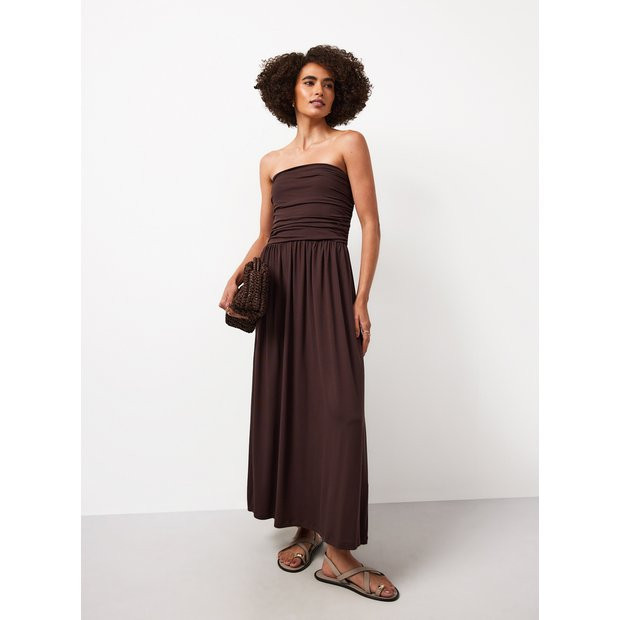 Buy Dark Brown Jersey Bandeau Style Maxi Dress 14 | Maxi | Tu | Tu Clothing