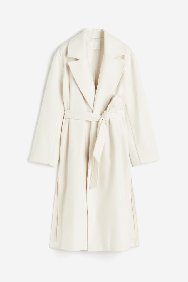 Tie Belt Coat - White - Ladies | H&M US | H&M (US + CA)