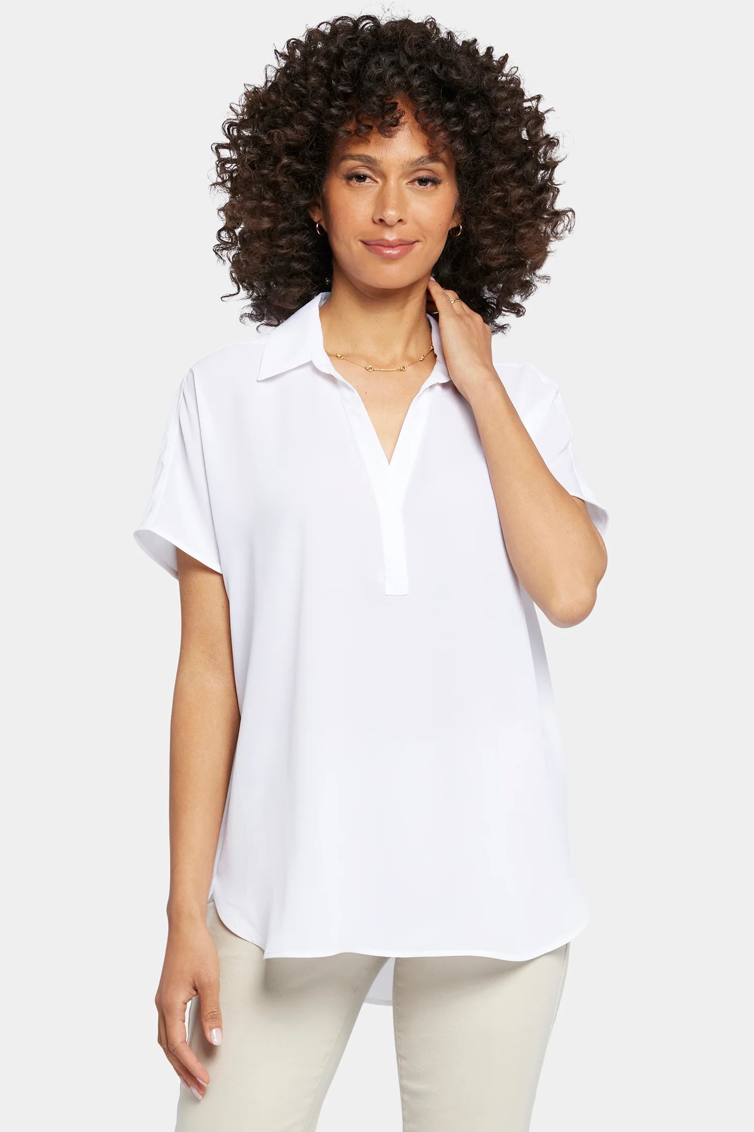 Becky Short Sleeved Blouse - Optic White | NYDJ