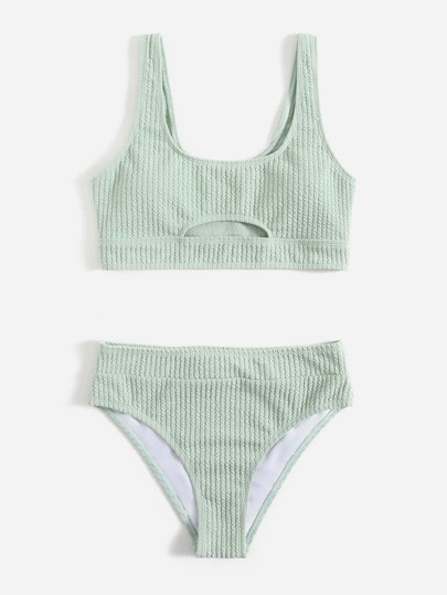 Solid Rib Bikini Swimsuit | SHEIN