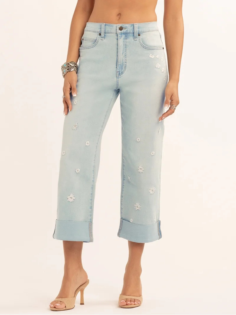 Jessica Simpson Women's Zinnia Wide Leg Boyfriend Jeans, Sizes 2-16 | Walmart (US)