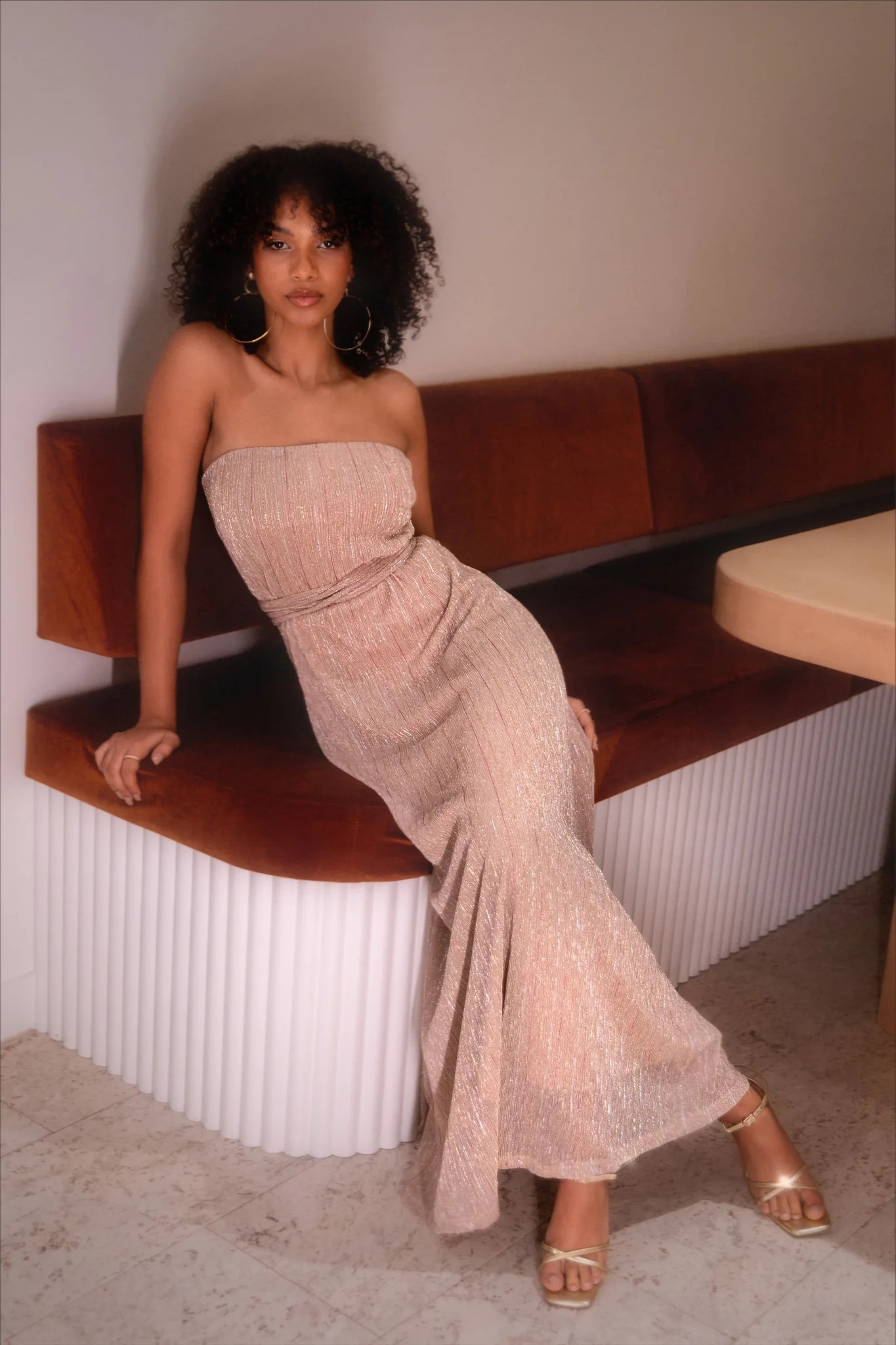 Farley Strapless Maxi Dress - Rose Gold Stripe | Petal & Pup (US)