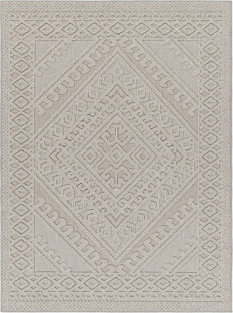 Hibah Contemporary Area Rug - Outdoor Safe - Natural Gray, Taupe, Smoke - 5'3" x 7' | Amazon (US)