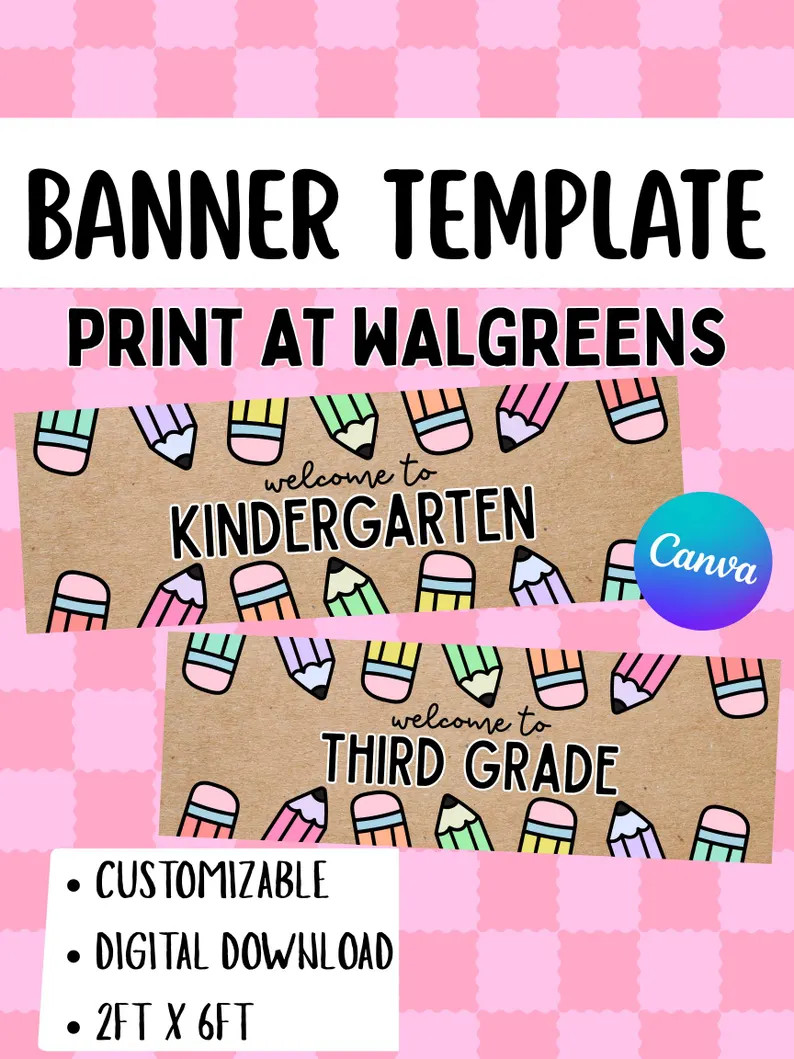 Editable Back to School Banner Template | 2X6 Printable Walgreens Banner (Digital Download) | Etsy (Global)