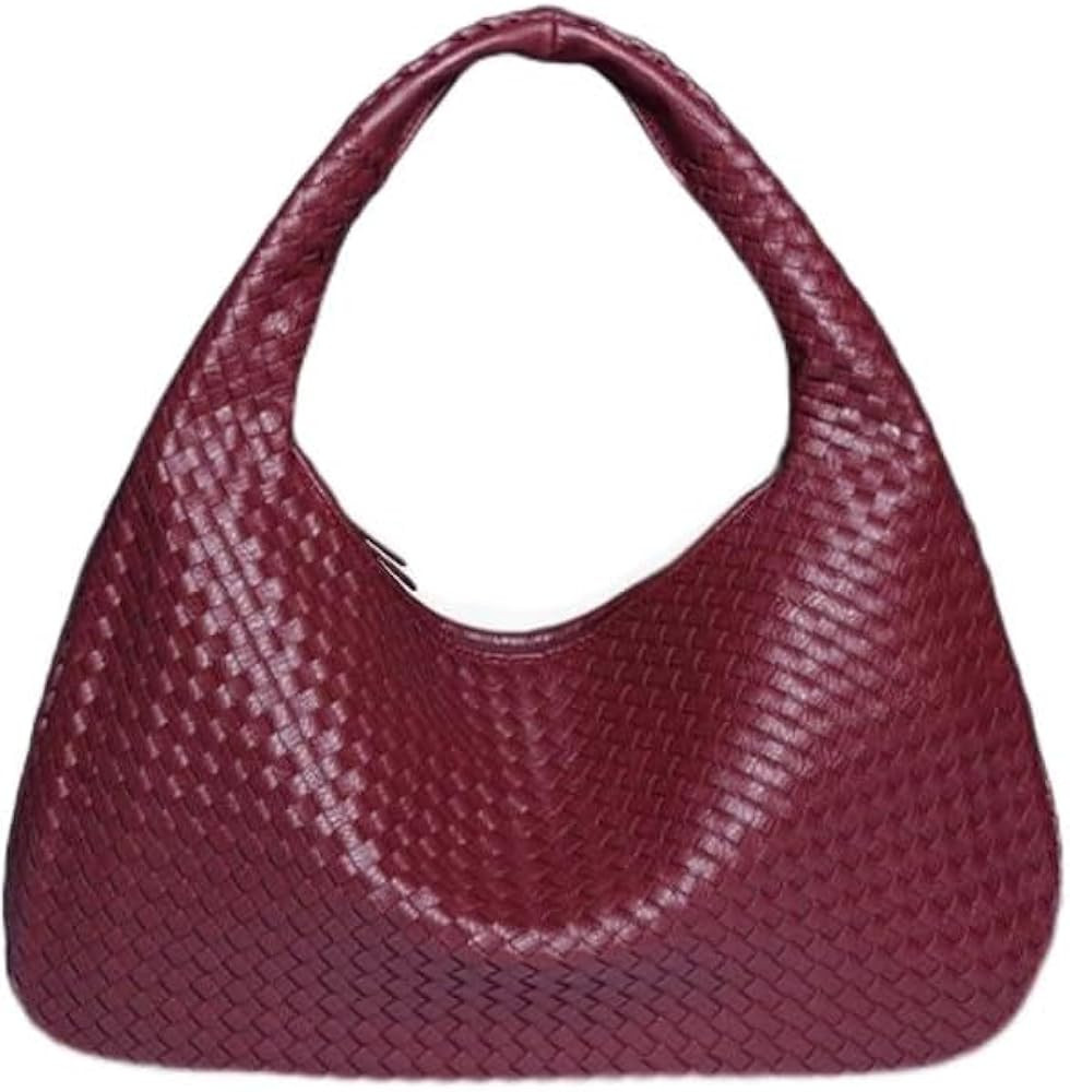 Bolso Hobo grande de cuero tejido para mujer, bolso de hombro con asa superior, bolso de mano tej... | Amazon (ES)