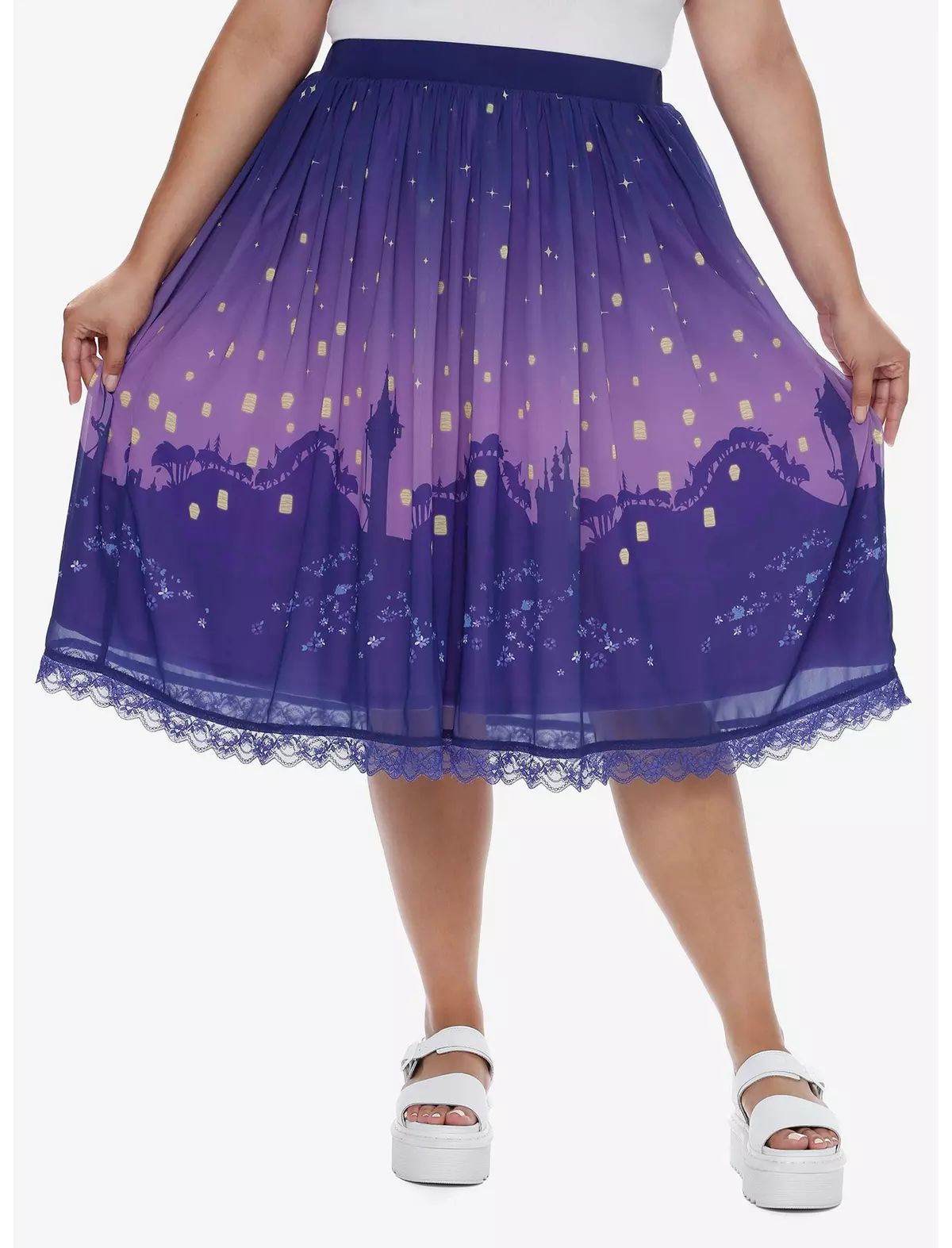 Disney Tangled Lanterns Midi Skirt Plus Size | Hot Topic